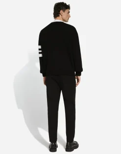 Wool fisherman’s rib cardigan with DG logo