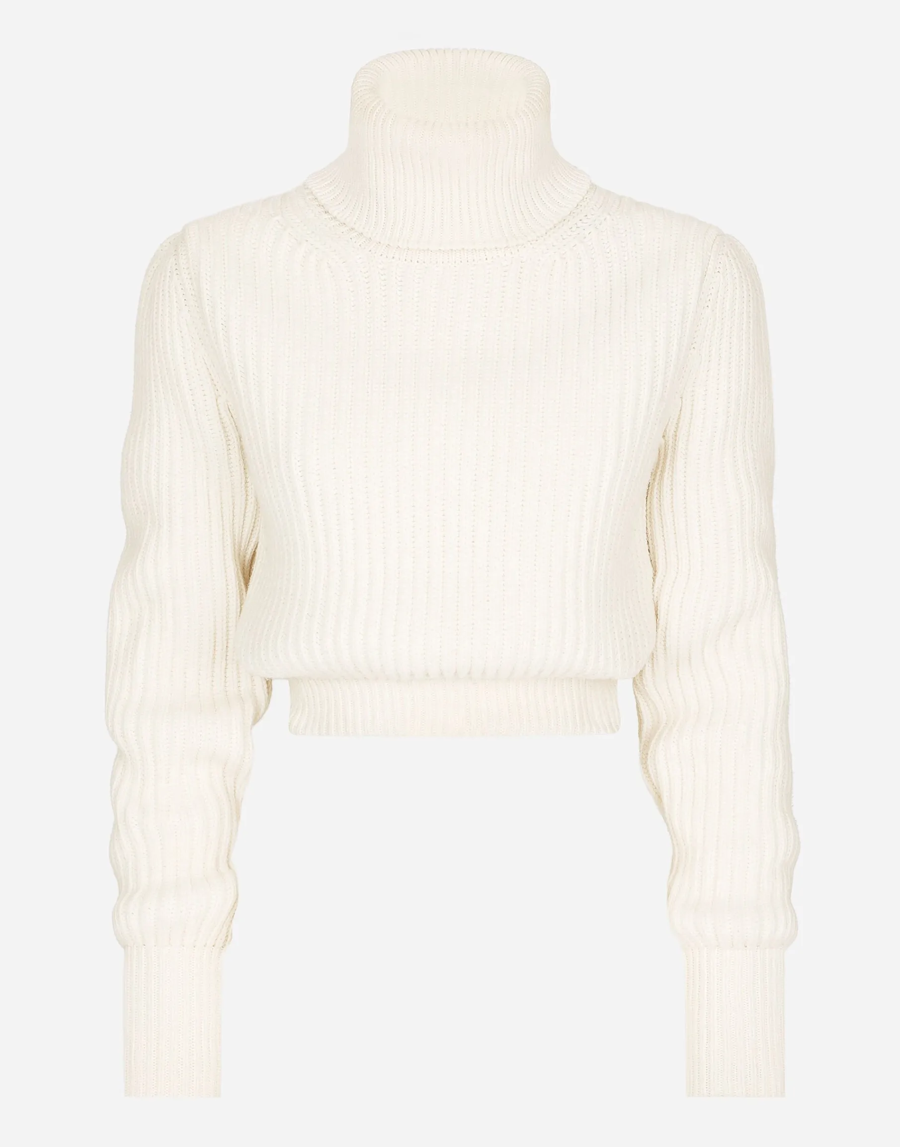 Wool fisherman’s rib turtle-neck sweater with DG logo