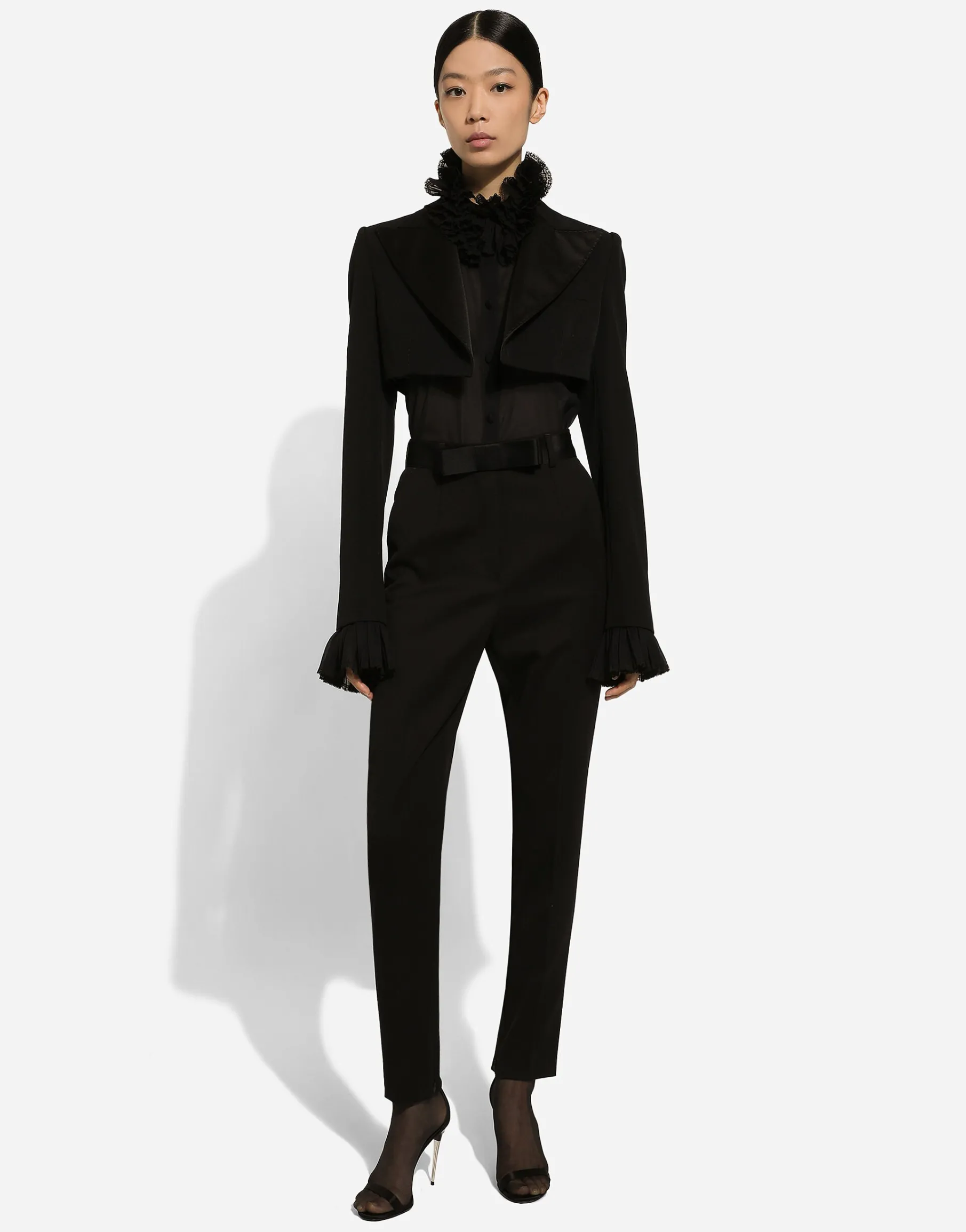 Wool gabardine cigarette pants