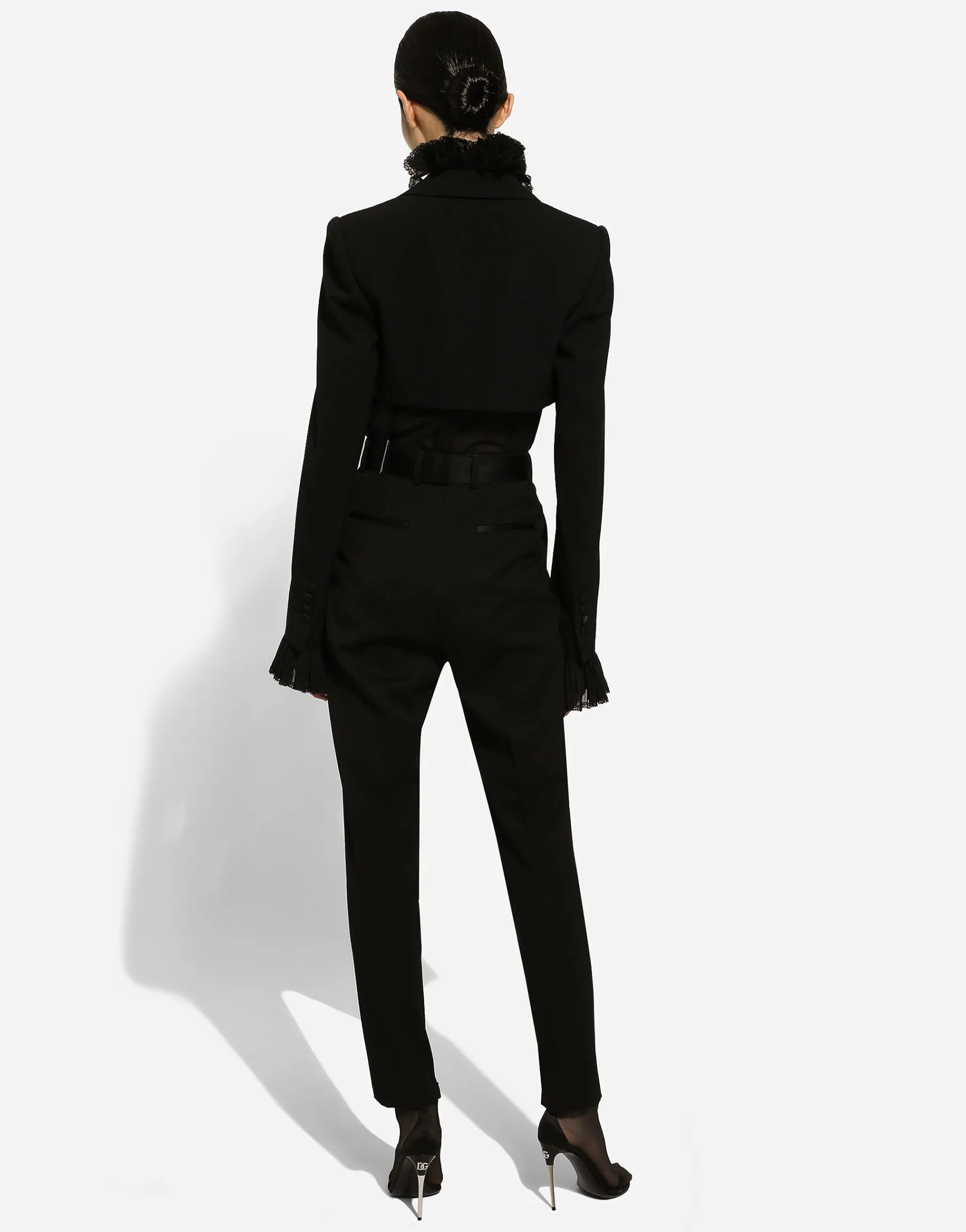 Wool gabardine cigarette pants