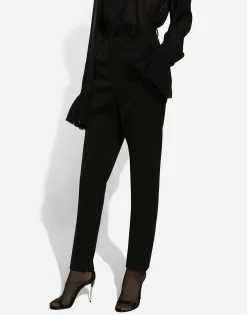 Wool gabardine cigarette pants