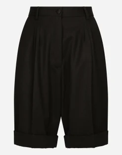 Wool gabardine shorts