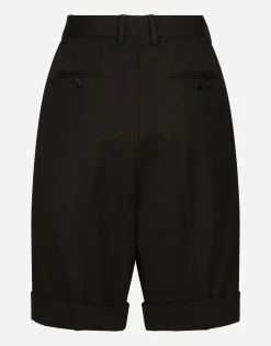 Wool gabardine shorts