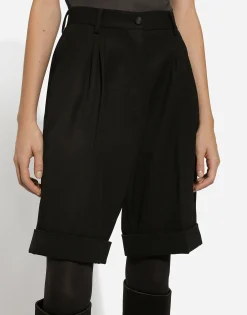 Wool gabardine shorts
