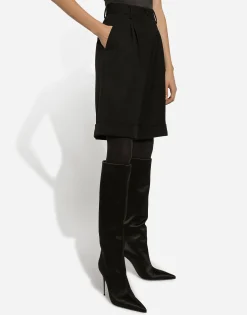 Wool gabardine shorts
