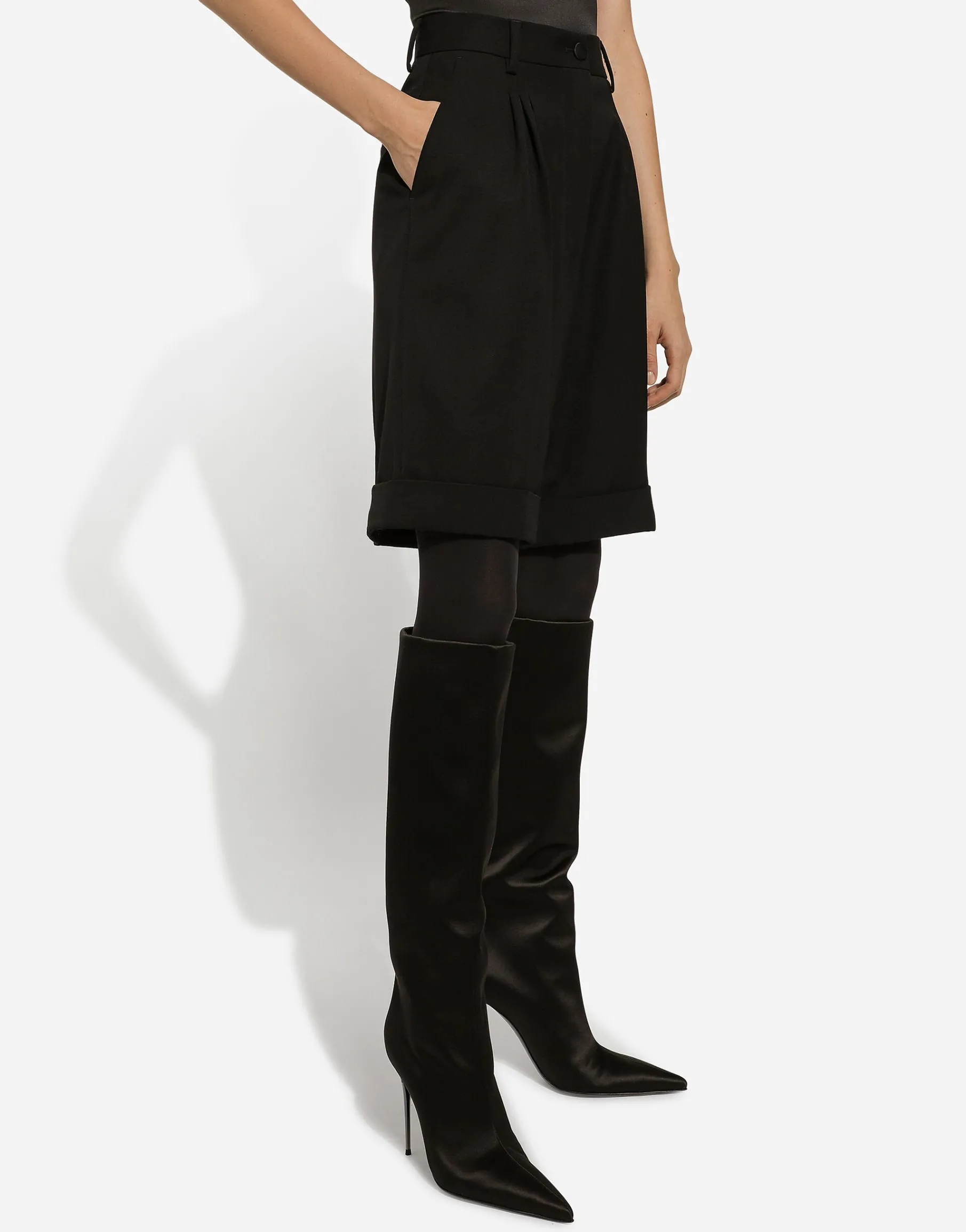 Wool gabardine shorts