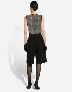 Wool gabardine tuxedo Bermuda shorts