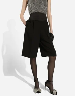 Wool gabardine tuxedo Bermuda shorts