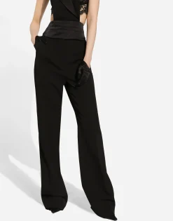 Wool gabardine tuxedo pants