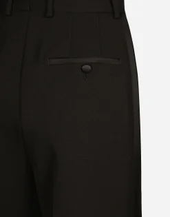 Wool gabardine tuxedo pants