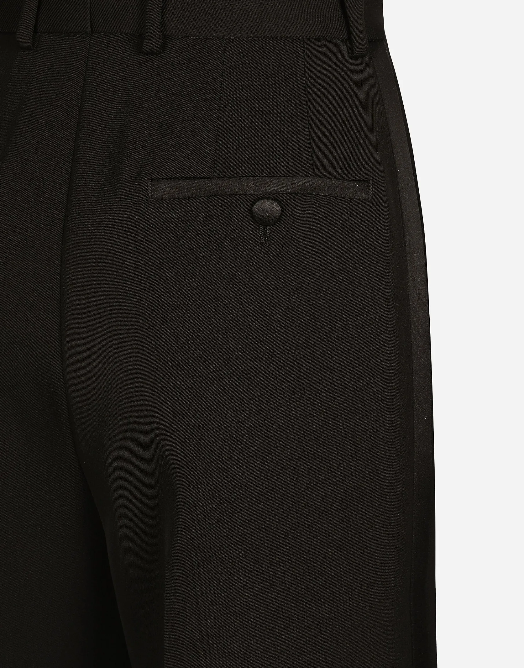 Wool gabardine tuxedo pants