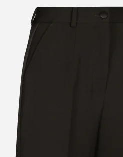 Wool gabardine tuxedo pants