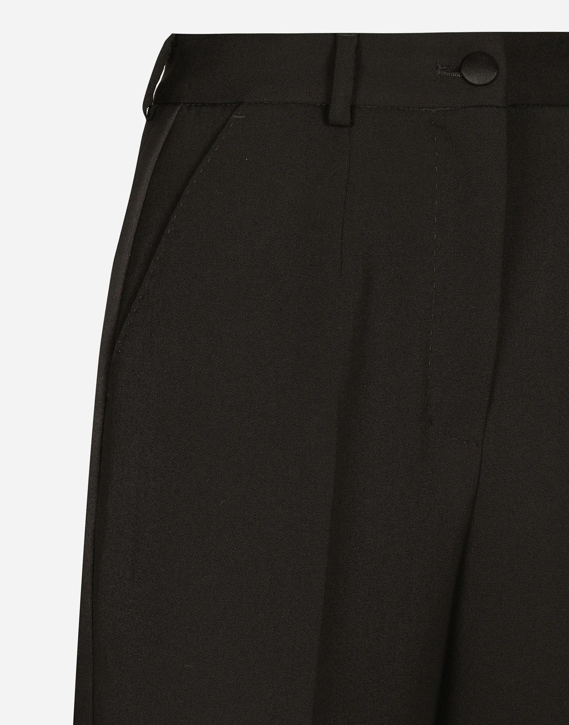 Wool gabardine tuxedo pants