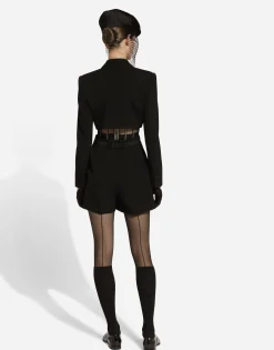 Wool gabardine tuxedo shorts