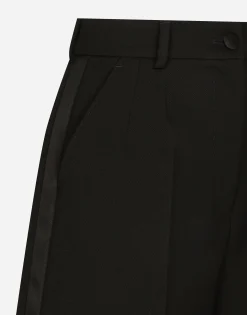 Wool gabardine tuxedo shorts
