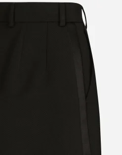 Wool gabardine tuxedo shorts