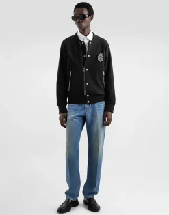 Wool jacket with patch