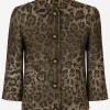 Wool jacquard Gabbana jacket with leopard design