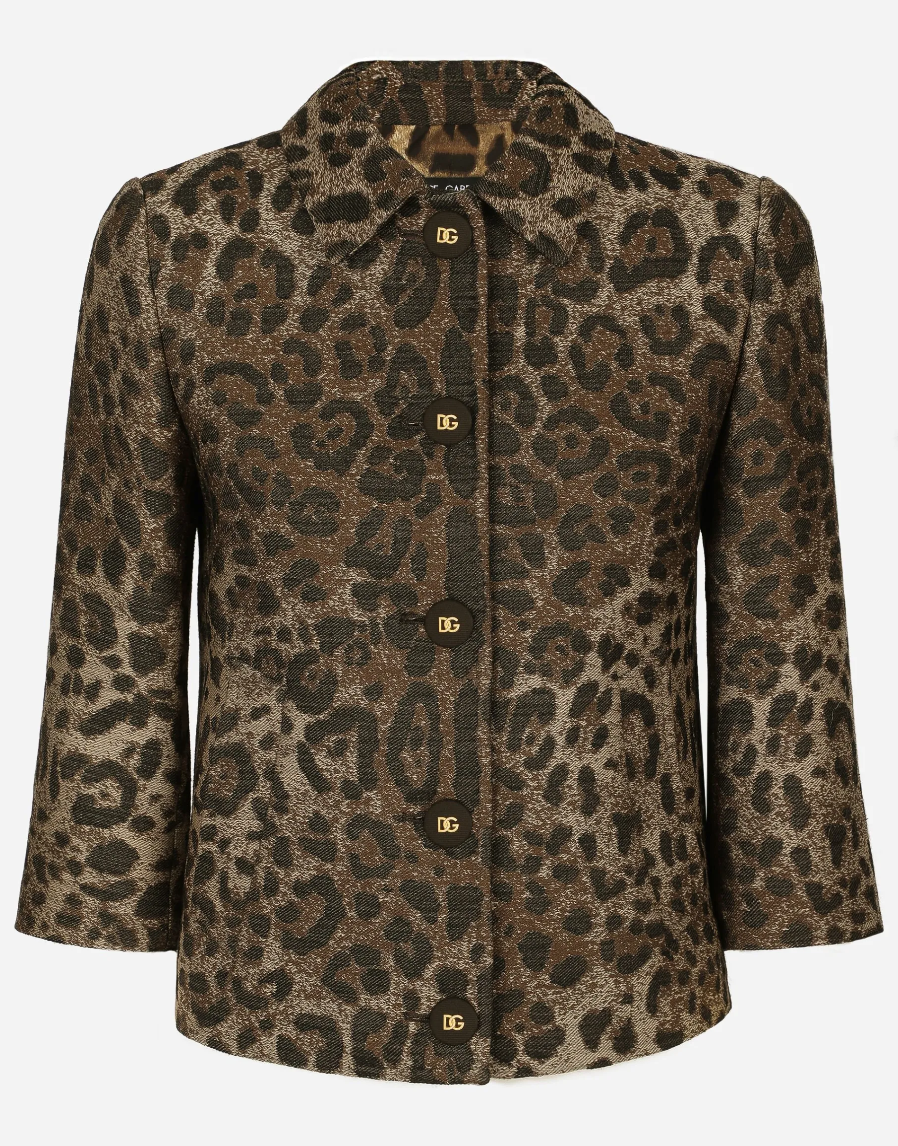 Wool jacquard Gabbana jacket with leopard design