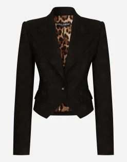 Wool jacquard Spencer jacket with all-over DG logo