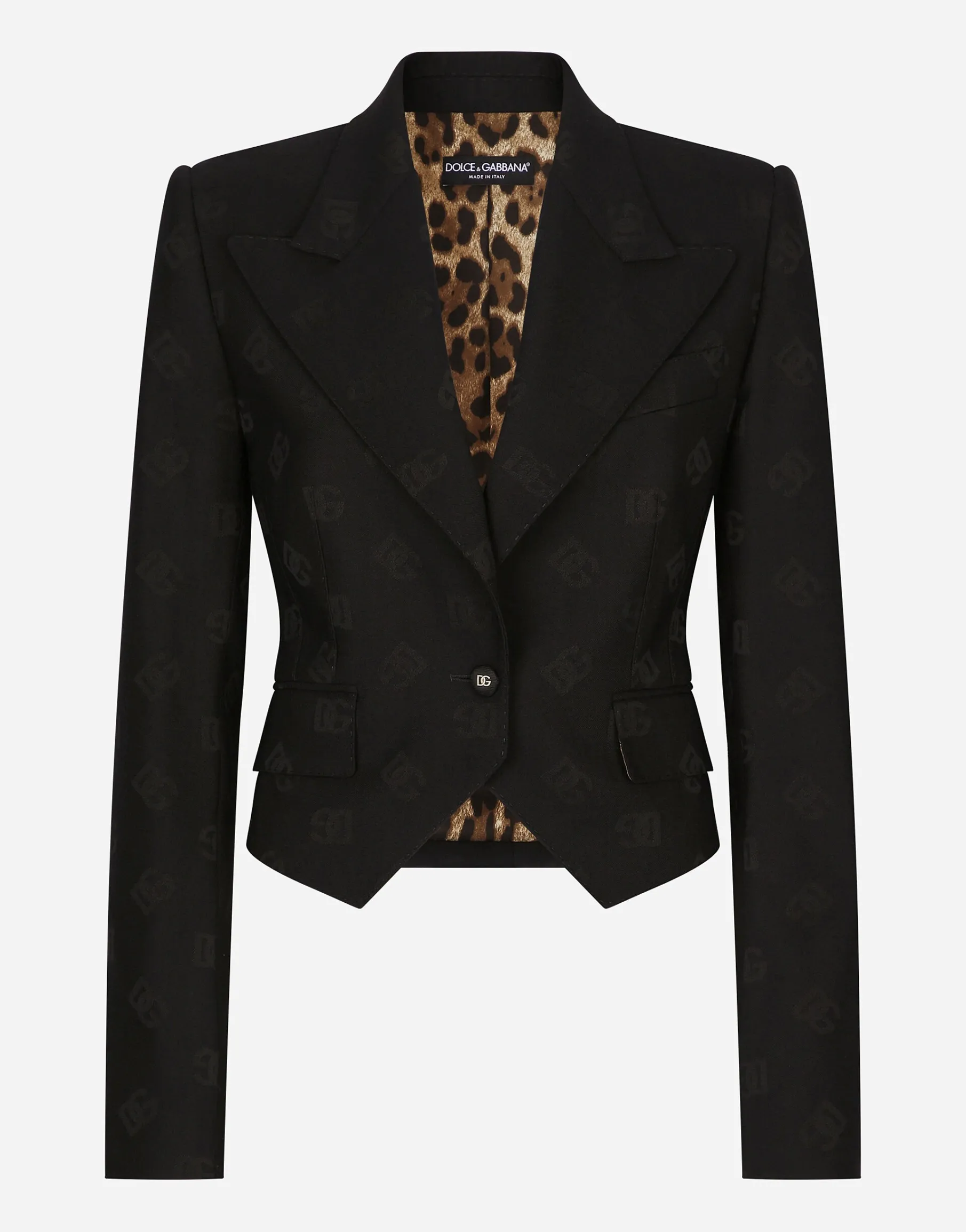 Wool jacquard Spencer jacket with DG logo