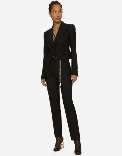 Wool jacquard Spencer jacket with all-over DG logo