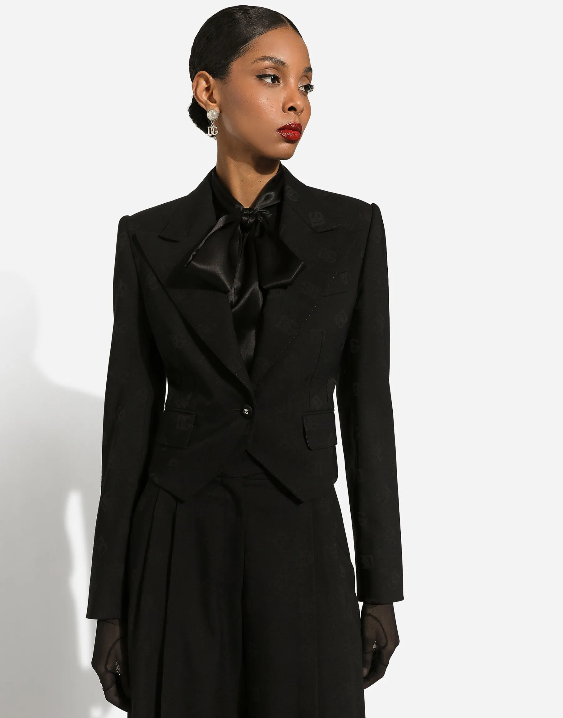 Wool jacquard Spencer jacket with DG logo
