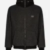 Wool jersey jacket with hood and logo