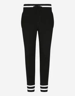 Wool jogging pants with embroidery