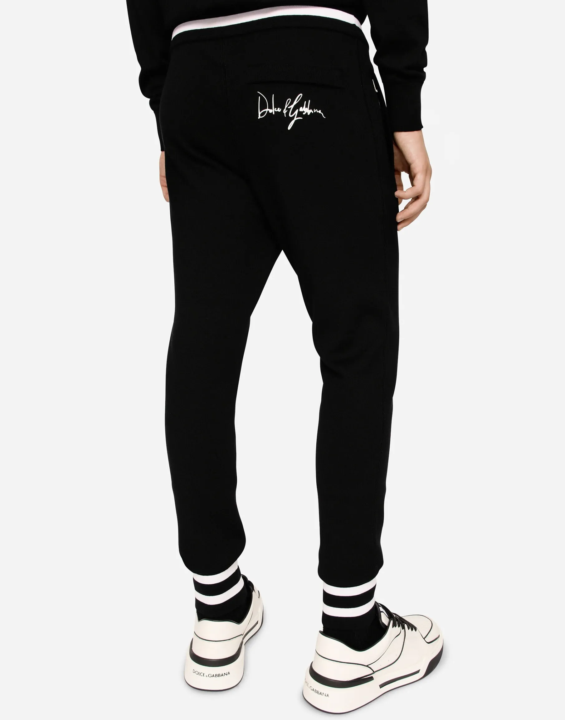 Wool jogging pants with embroidery