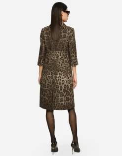 Wool midi dress with jacquard leopard design