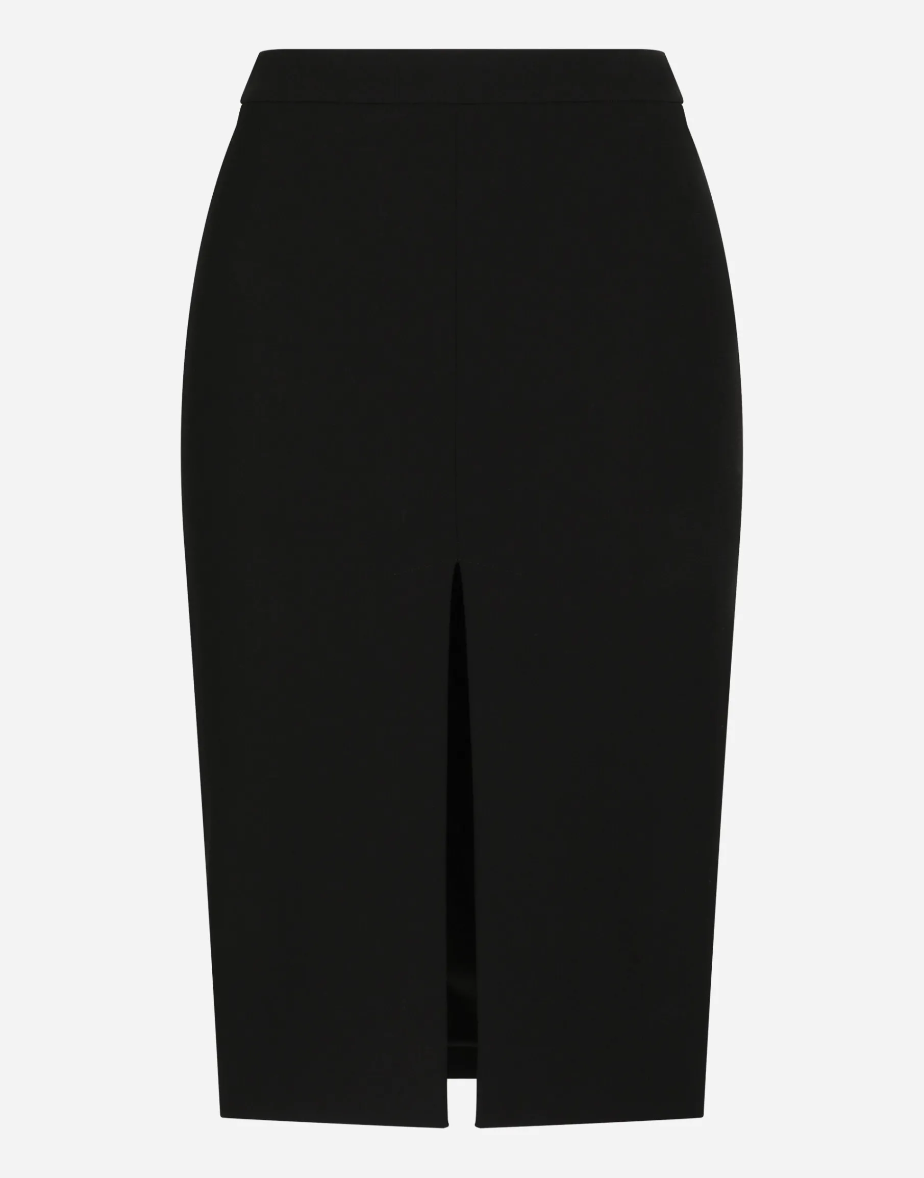 Wool midi pencil skirt with front slit