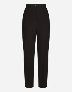 Wool pants with duchesse tuxedo band