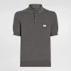 Wool polo-shirt with branded tag