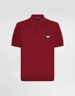 Wool polo-shirt with branded tag