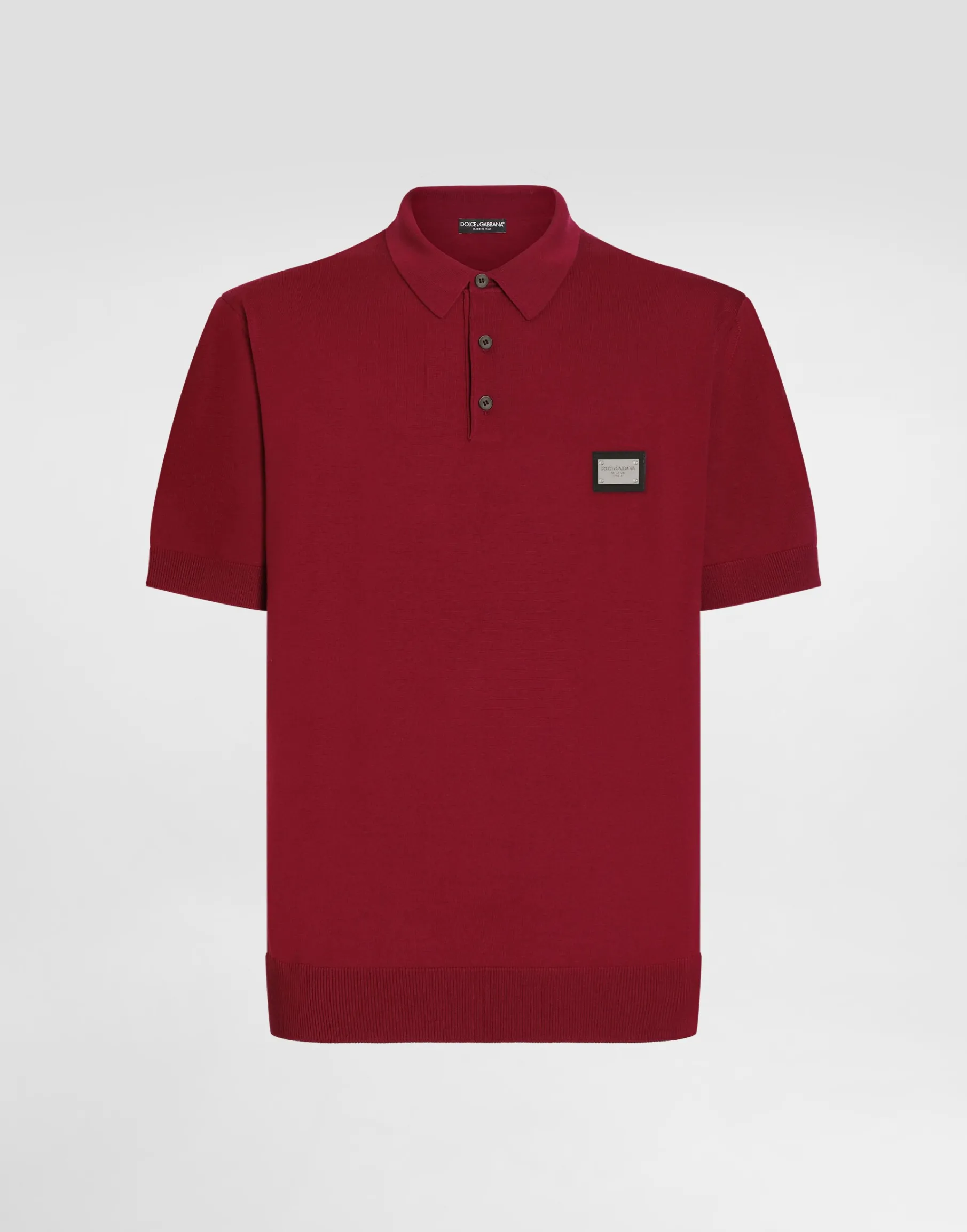 Wool polo-shirt with branded tag