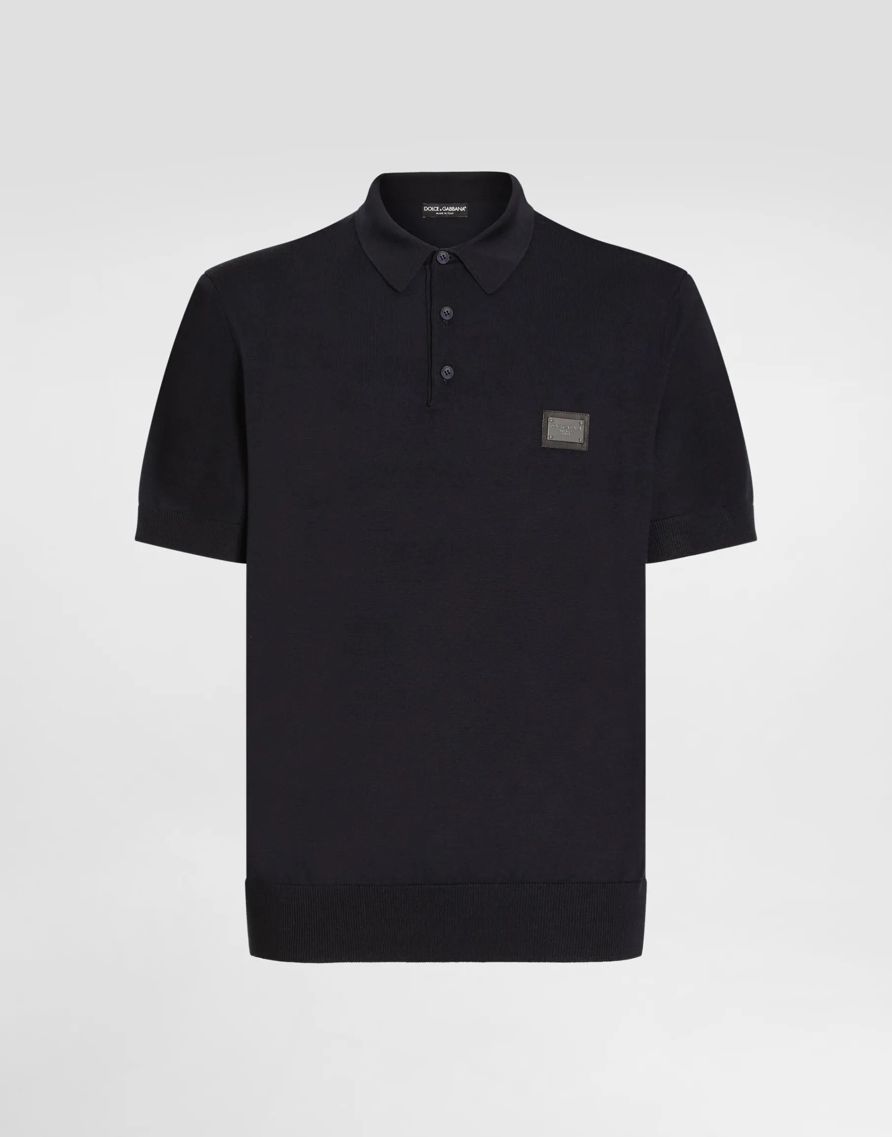 Wool polo-shirt with branded tag