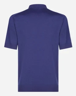 Wool polo-shirt with branded tag