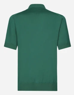 Wool polo-shirt with branded tag