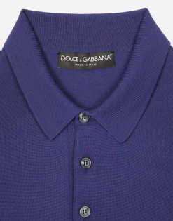 Wool polo-shirt with branded tag