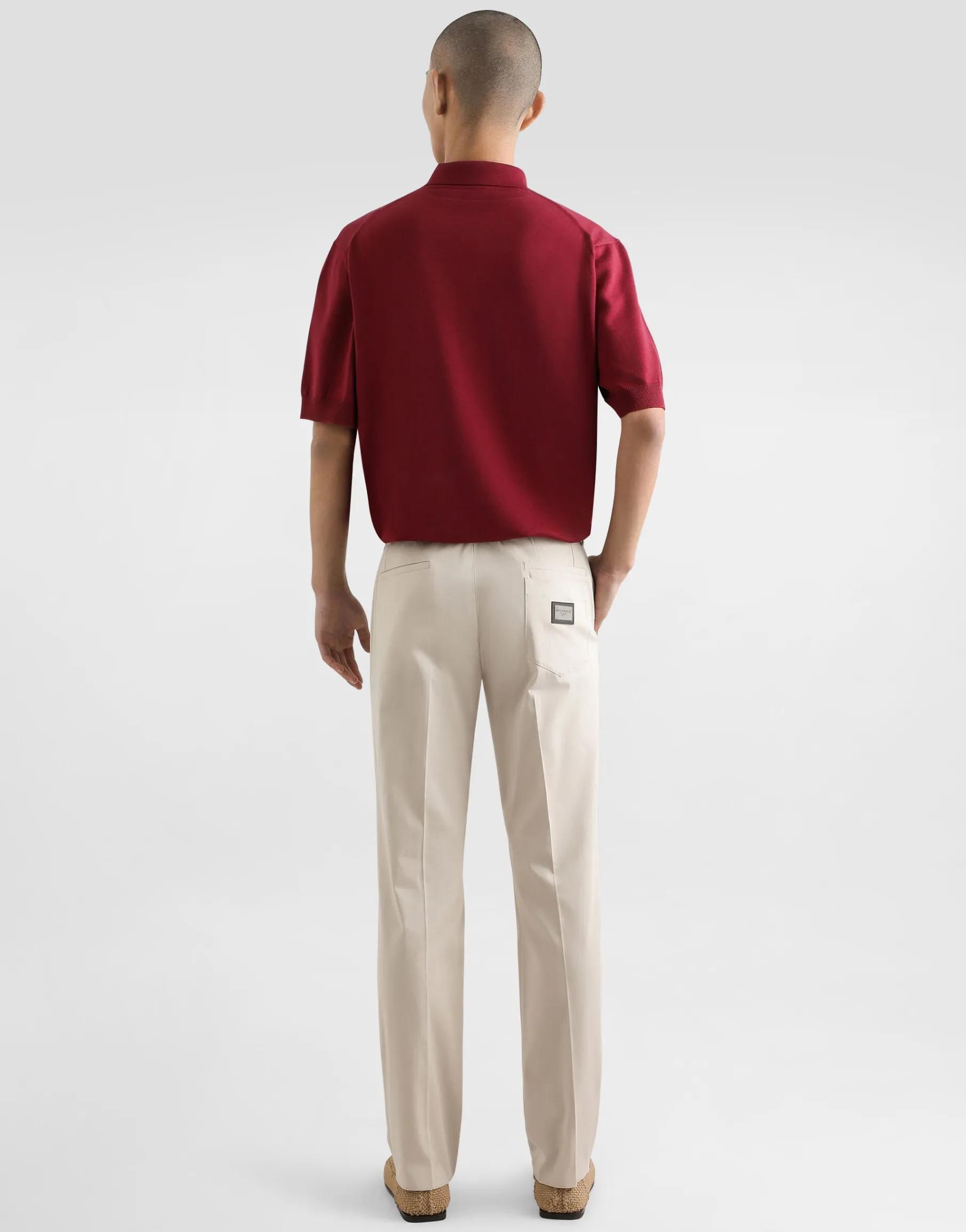 Wool polo-shirt with branded tag