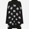 Wool poncho with jacquard DG logo