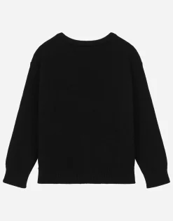 Wool pullover with branded tag