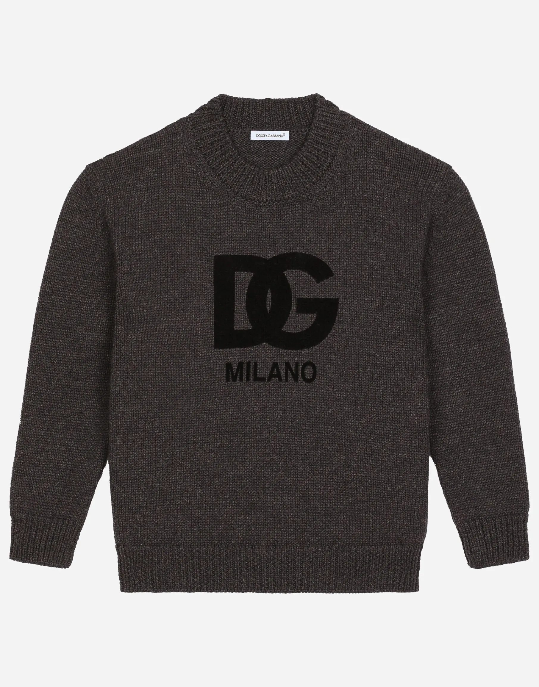 Wool round-neck sweater with flocked DG logo