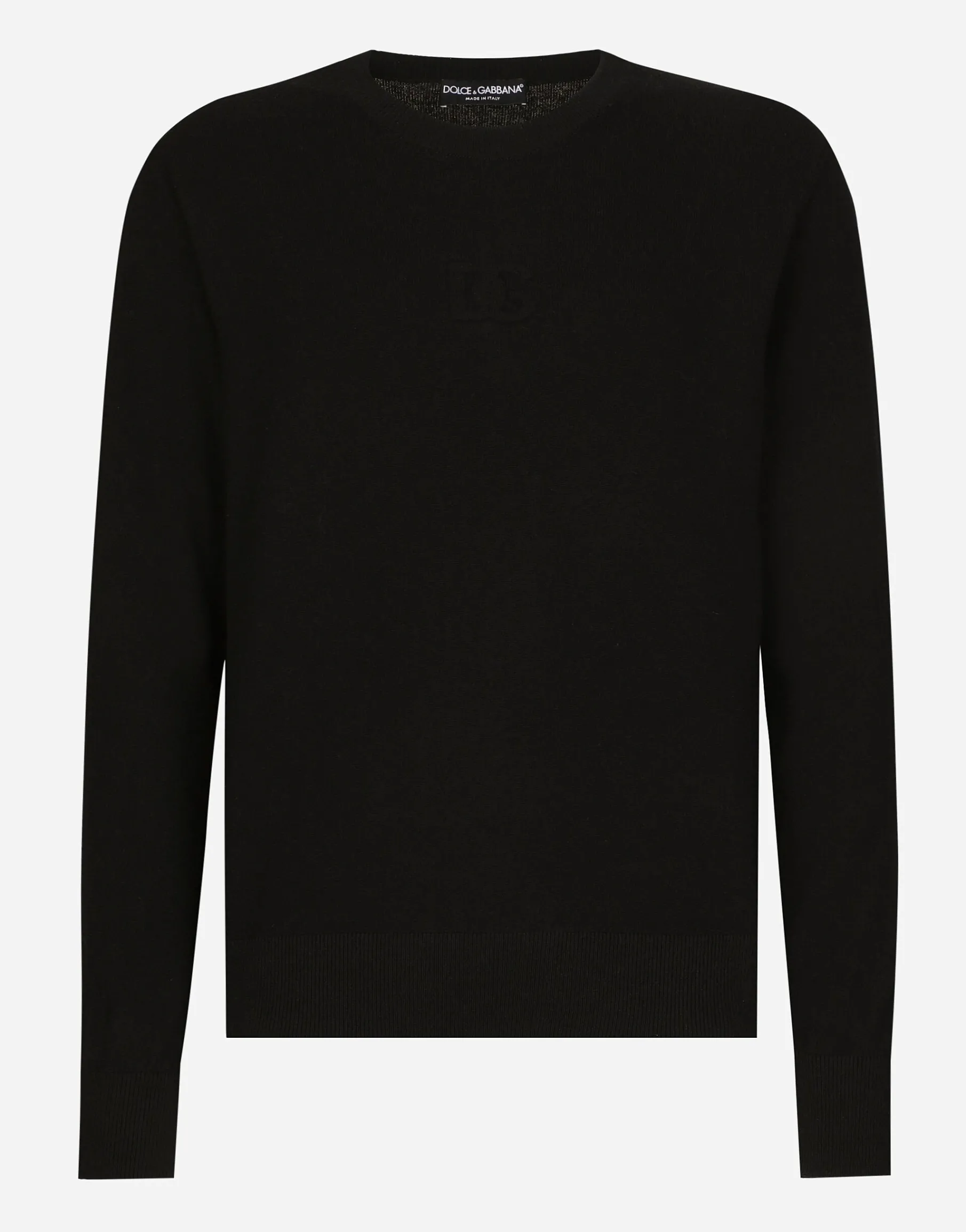 Wool round-neck sweater with raised DG logo