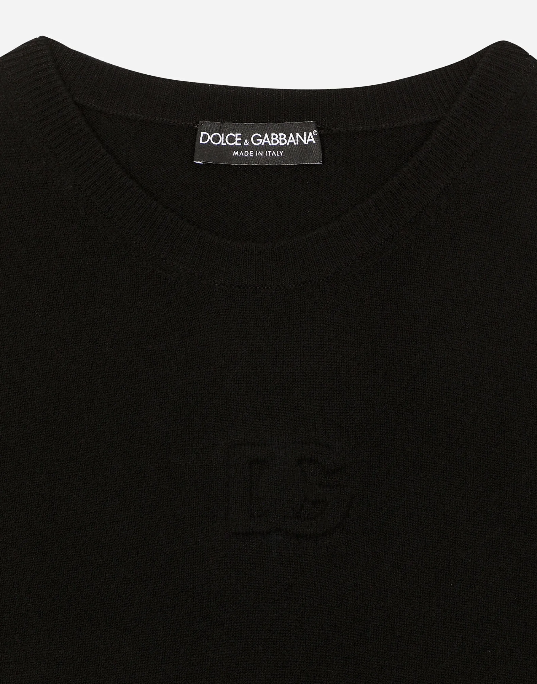 Wool round-neck sweater with raised DG logo