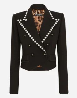 Wool Spencer-fit jacket with crystal piping