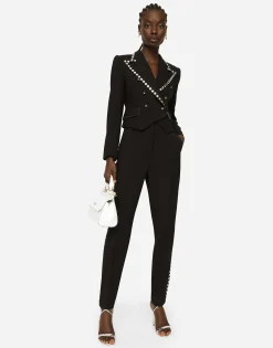 Wool Spencer-fit jacket with crystal piping