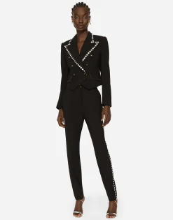 Wool Spencer-fit jacket with crystal piping