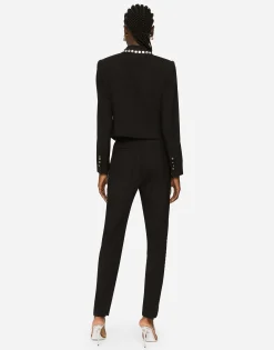 Wool Spencer-fit jacket with crystal piping